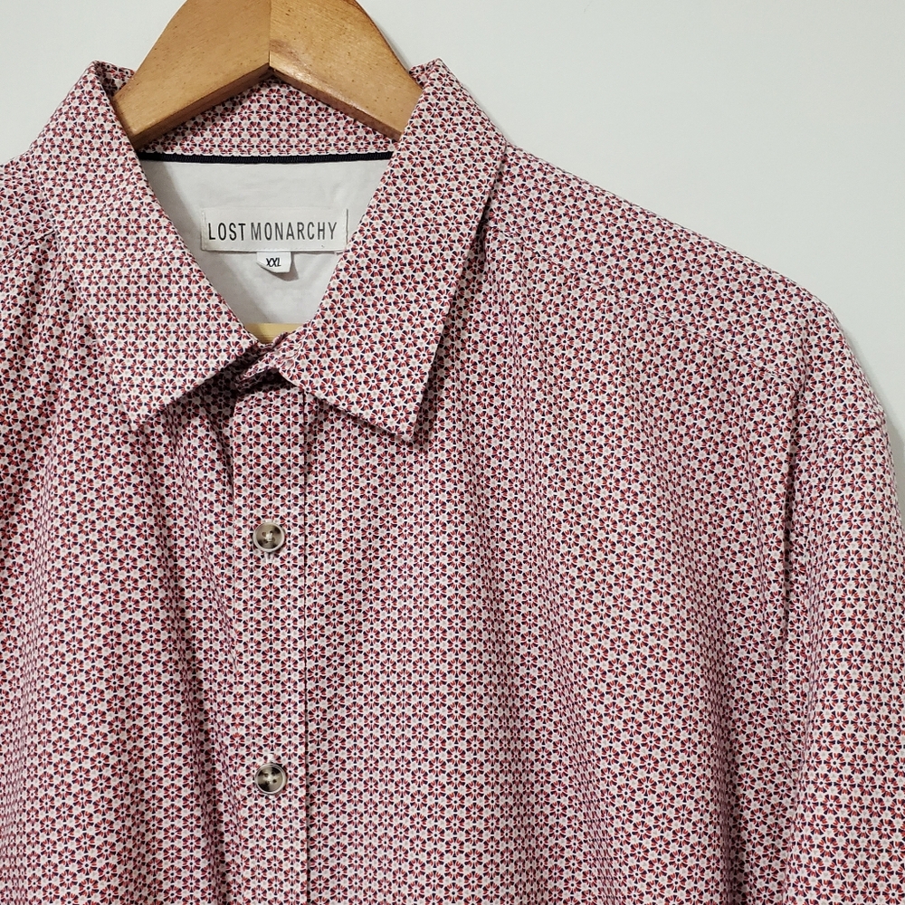 Lost Monarchy Red Pattern Long Sleeve Button Fron… - image 4